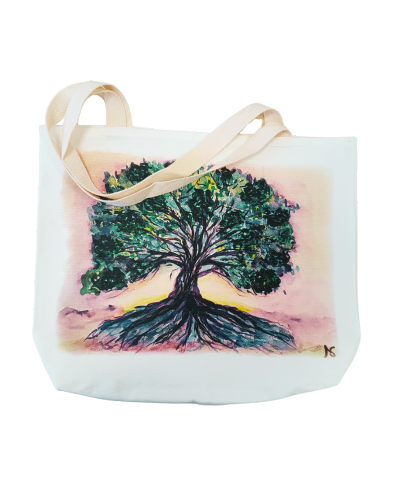 Nákupní taška potištěná motivem ručně malovaného stromu